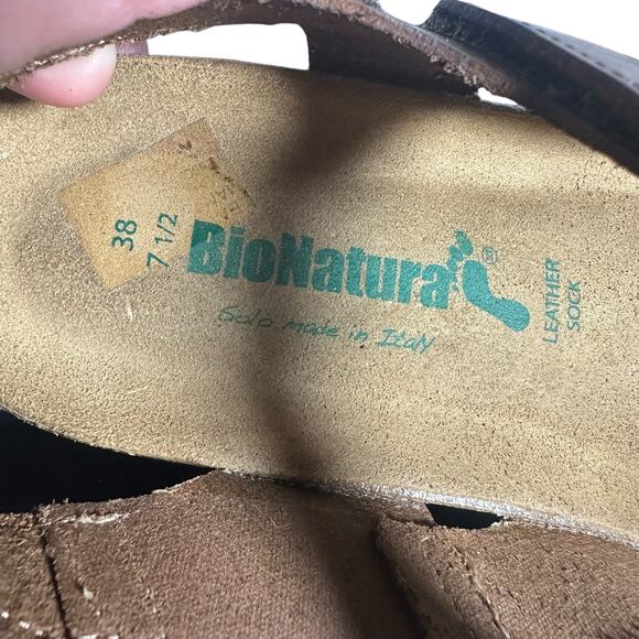 BioNatura Brown Leather Fisherman Sandals EU 38 US 7.5 Made in Italy Comfort - Picture 5 of 9